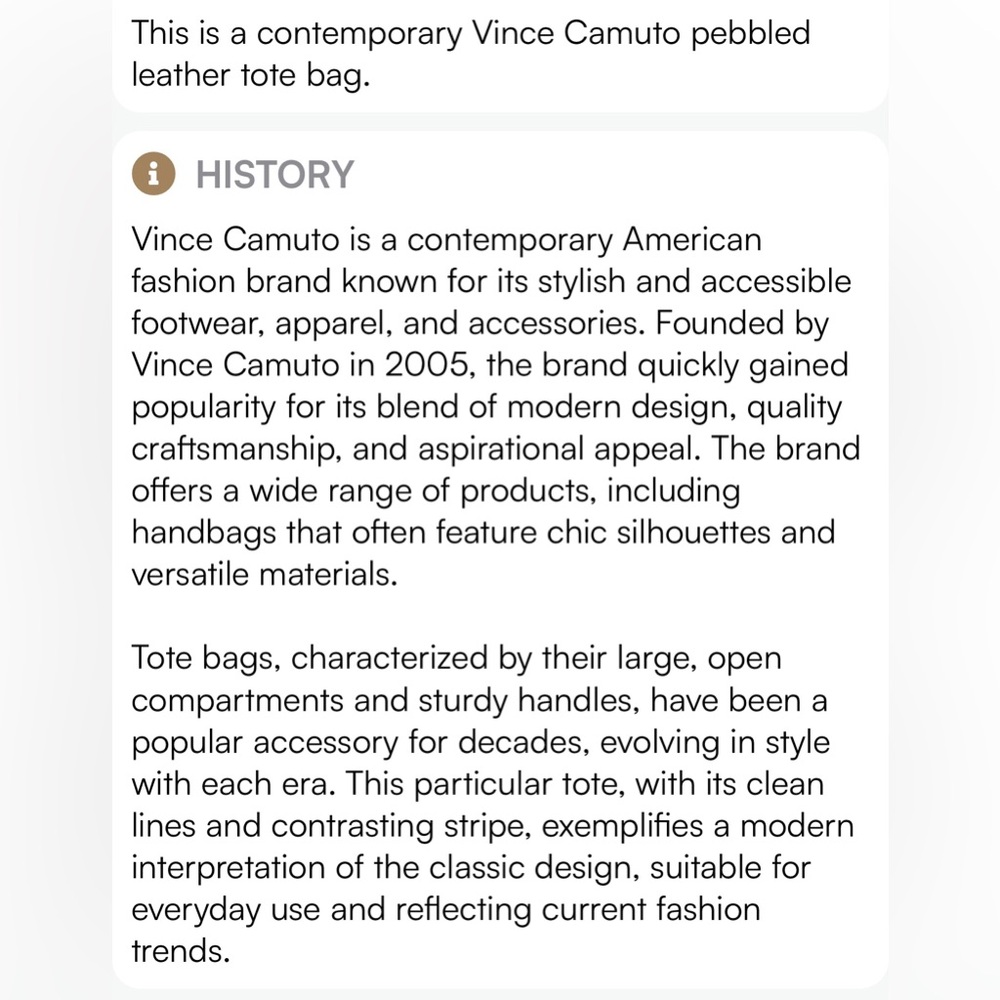 VINCE CAMUTO Tumbled Faux Leather Tote,Rich Chestnut Brown,Black Stripe.NWOT NEW - Picture 16 of 16